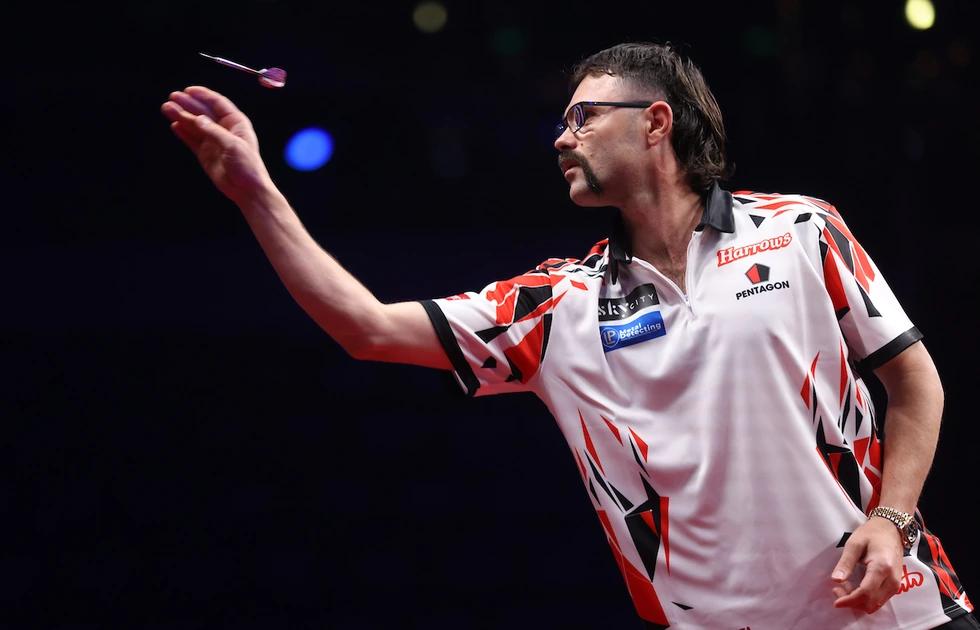 Damon Heta bei den Australian Darts Masters 2026 in Wollongong