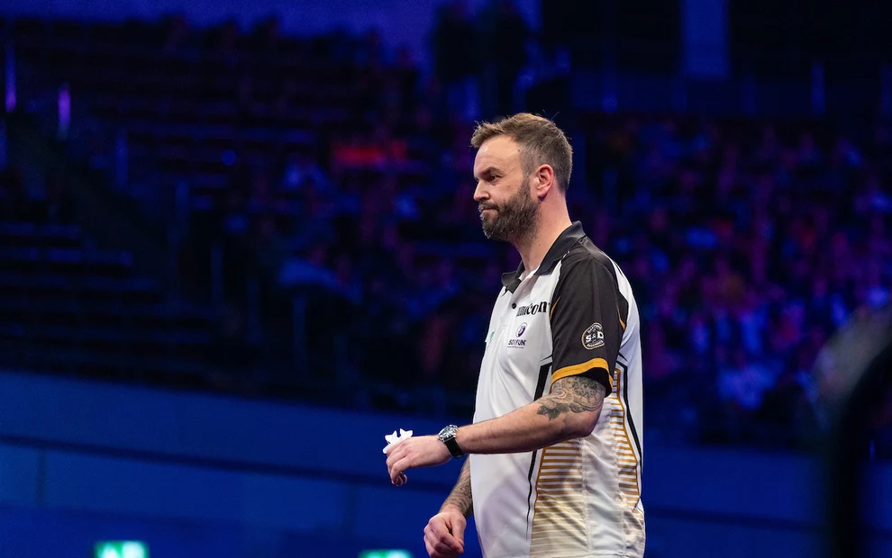 Ross Smith auf der Bühne der European Championship 2026 in Dortmund.