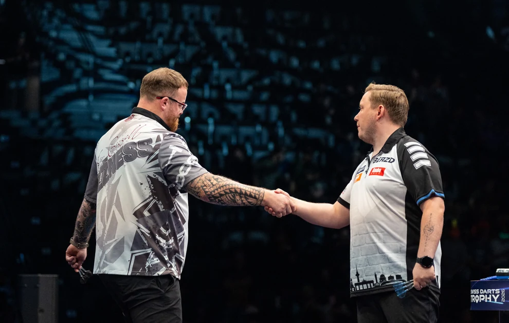 Tom Bissell gewinnt gegen Martin Schindler bei der Swiss Darts Trophy 2026
